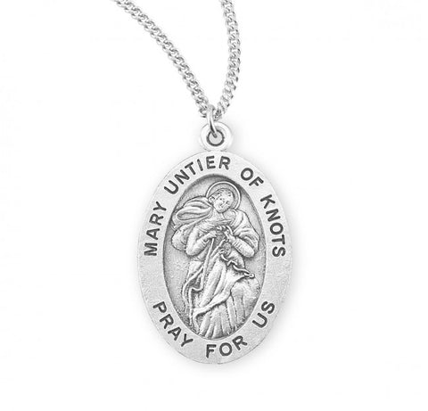 Our Lady of Knots Sterling Silver Medal On Chain Catholic Gift