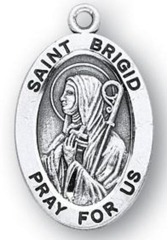 Saint Brigid Sterling Silver Medal On Chain Made In USA