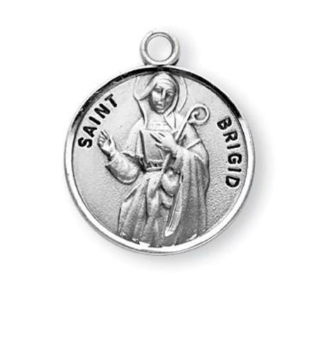 Saint Brigid Round Sterling Silver Medal On Chain Made In USA