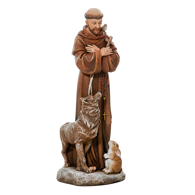 Saint Francis With Wolf And Rabbit Statue Garden Or Home