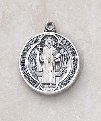 Saint Benedict Round Sterling Silver Protection Medal