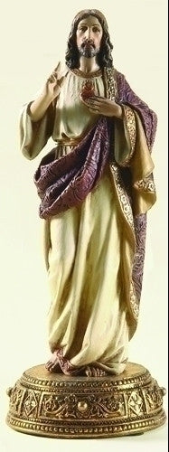 Sacred Heart Of Jesus Heavenly Protection Religious Figure Ornate Gold Christian Statue