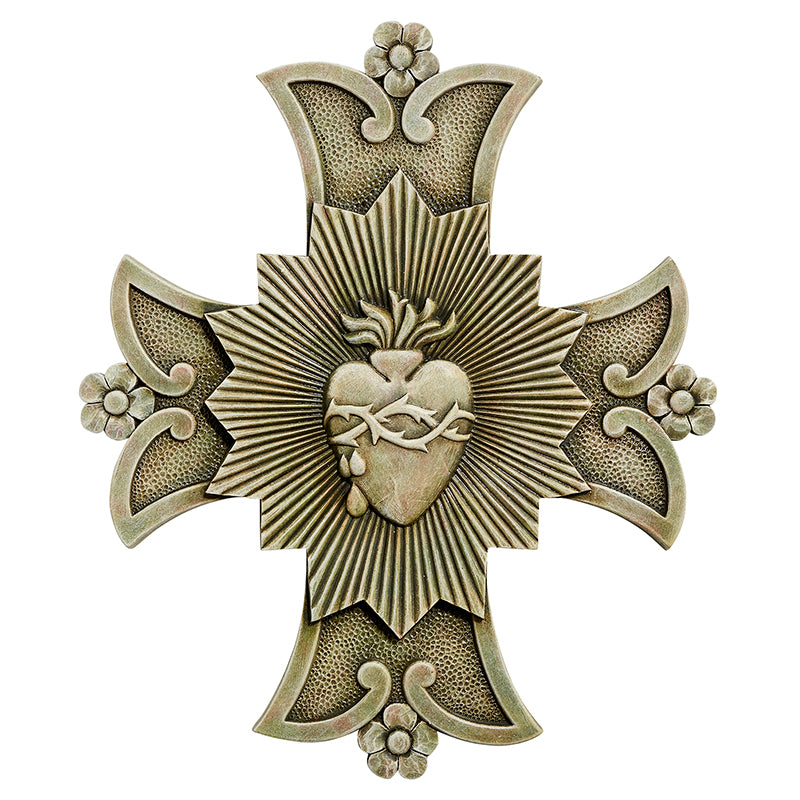 SACRED HEART OF JESUS WALL CROSS PLAQUE