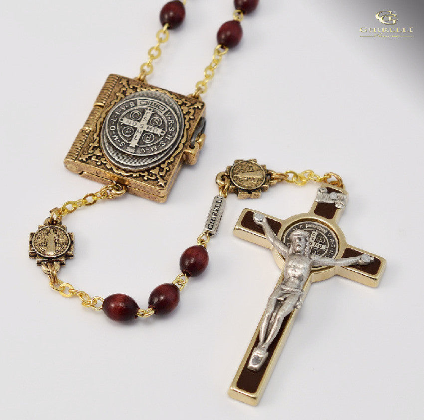 Saint Benedict gold plated Rosary By Ghirelli