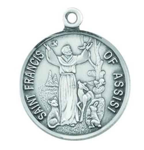 Saint Francis of Assisi Tau Sterling Silver Medal On Chain