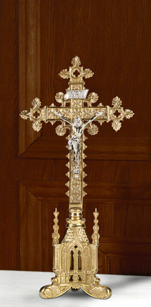Ornate San Pietro Brass Altar Cross 17.5 Inches Tall