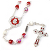 Mary's Motherly Love Collection Aurora Borealis Red & Silver Rosary By Ghirelli