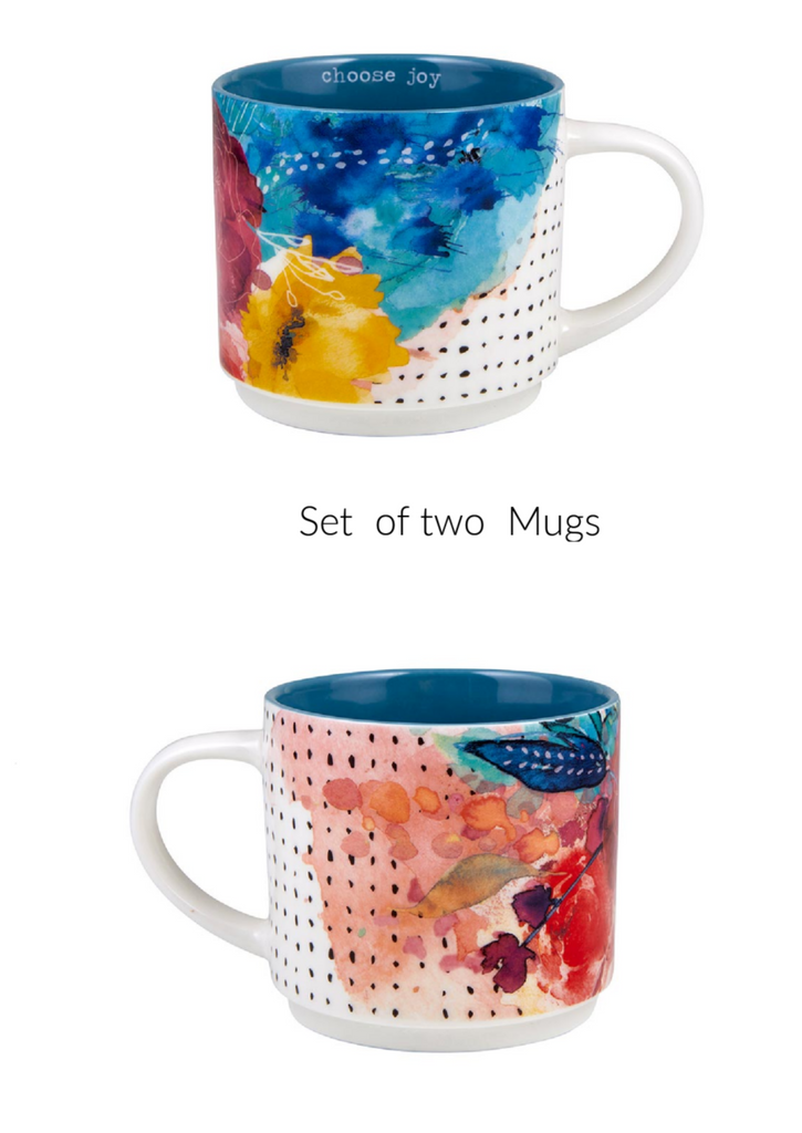 Chose Joy Floral set of 2 Mugs