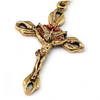 Holy Spirit Faceted Red Glass and Gold Rosary By Ghirelli