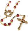 Holy Spirit Faceted Red Glass and Gold Rosary