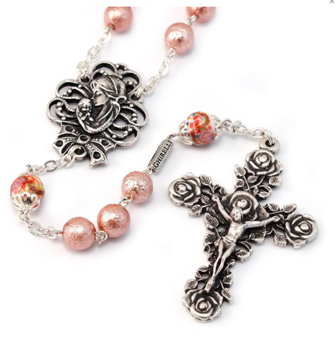 The Maternal Love Of Mary Silver Plated Rosary By Ghirelli