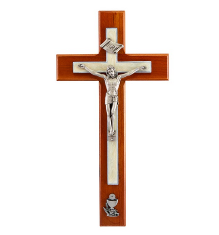 First Communion Cherry Wood Crucifix