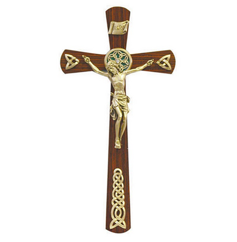 Irish Celtic Walnut Wall Cross