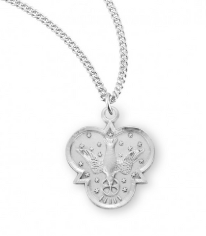 Holy Spirit Dove Sterling Silver Medal Pendant On Chain Confirmation Gift