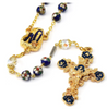 Lourdes Grotto Cloisonne Floral & Gold Rosary by Ghirelli