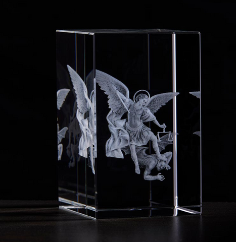 Saint Michael Square Etched Glass