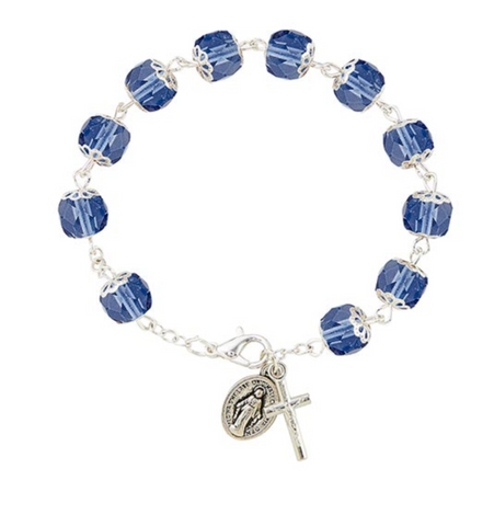 Blue Grey Rosary Style Bracelet La Verna Collection