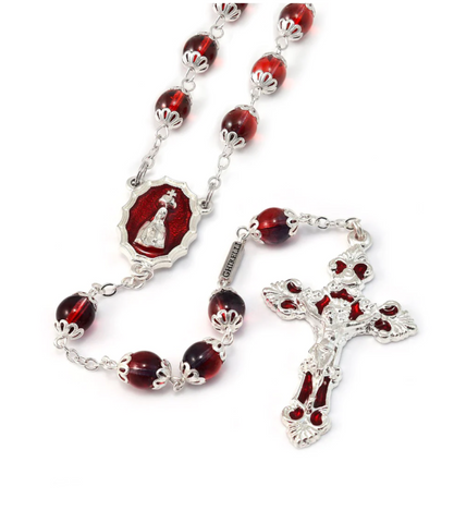 Fatima Crown Hand Enameled & Silver Rosary By Ghirelli