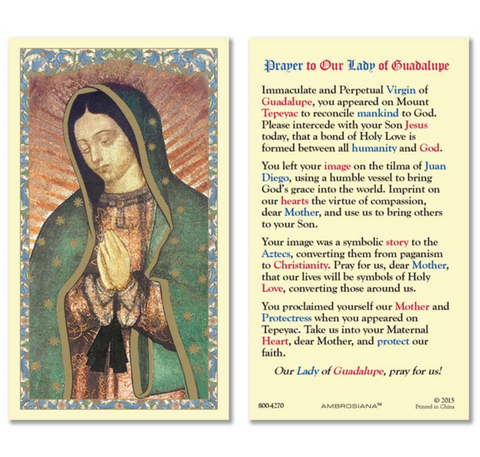 Our Lady of Guadalupe Laminated Holy Card - 25/pk