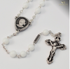 Saint Jacinta Marto Silver Plated Rosary With White Beads By Ghirelli
