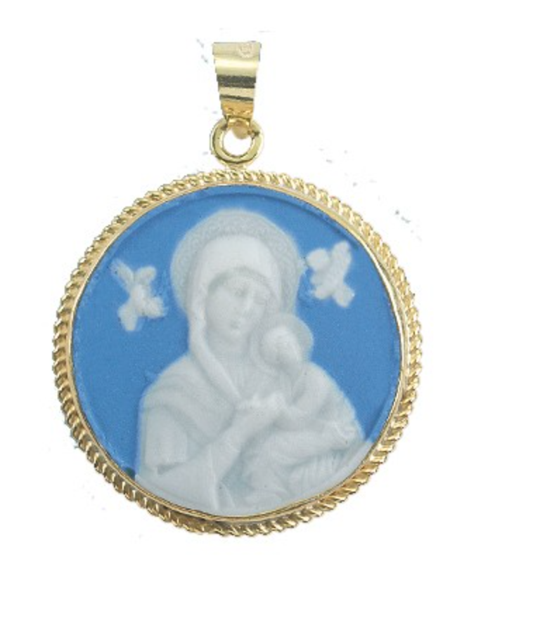 Perpetual help cameo pendant from Italy