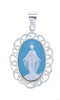 Light Blue Sterling Cameo Scalloped EdgeMiraculous Medal Capodimonte Porcelain Made In Italy