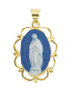 Our Lady of Guadalupe Dark Blue Cameo With Gold over Sterling Silver