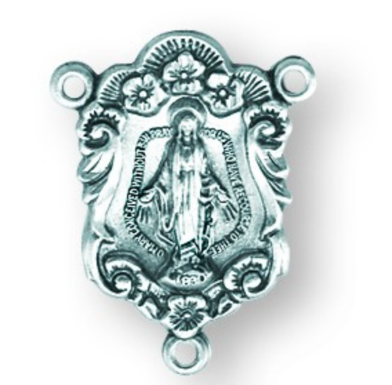 Our Lady of the Miraculous Medals Sterling Silver Rosary Centerpiece