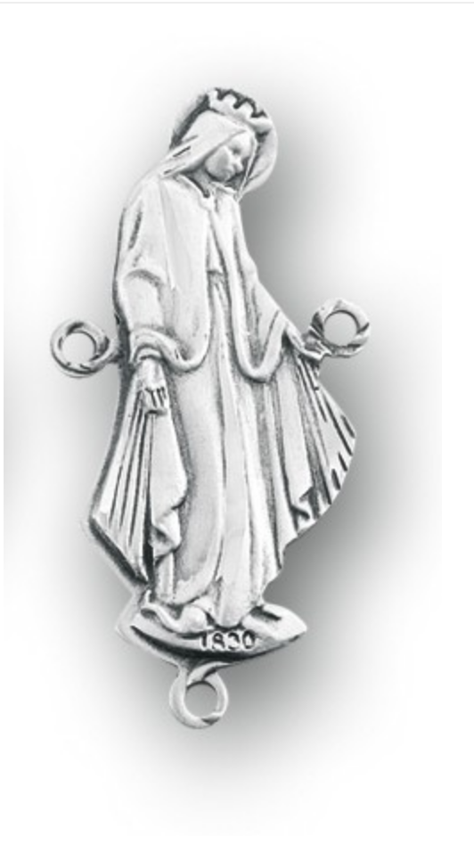 Our Lady of Grace sterling silver rosary centerpiece