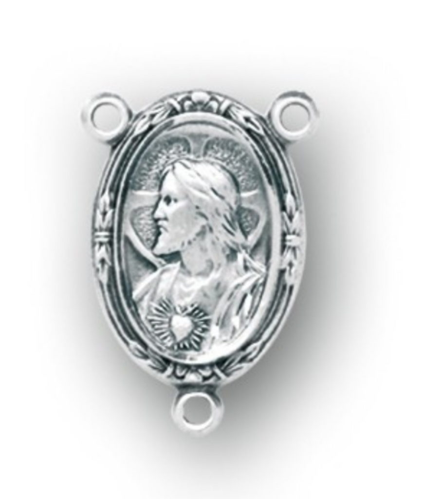 Sacred Heart of Jesus rosary center Sterling silver
