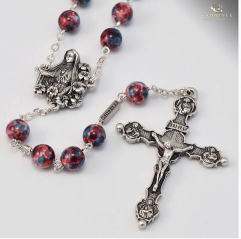 Our Lady of Fatima Silver Plated Rosary  By Ghirelli