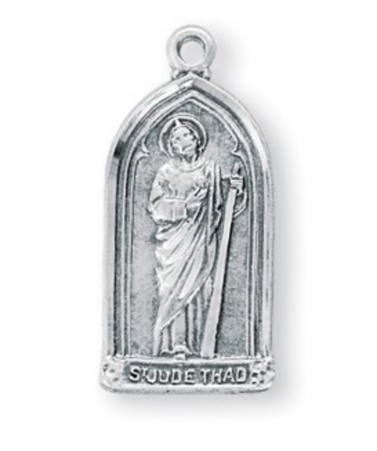 saint Jude sterling silver medal on chain