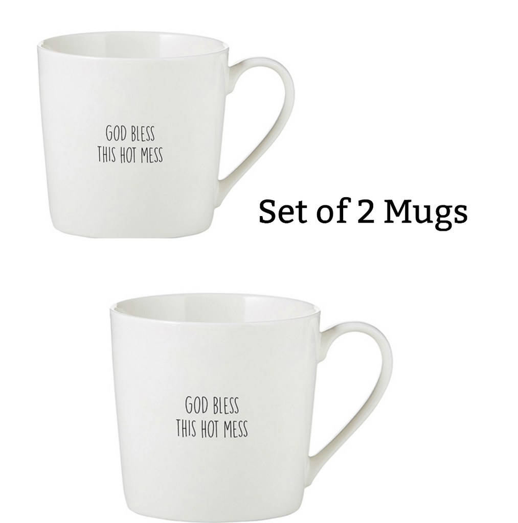 God Bless This Hot Mess Mugs Set of 2