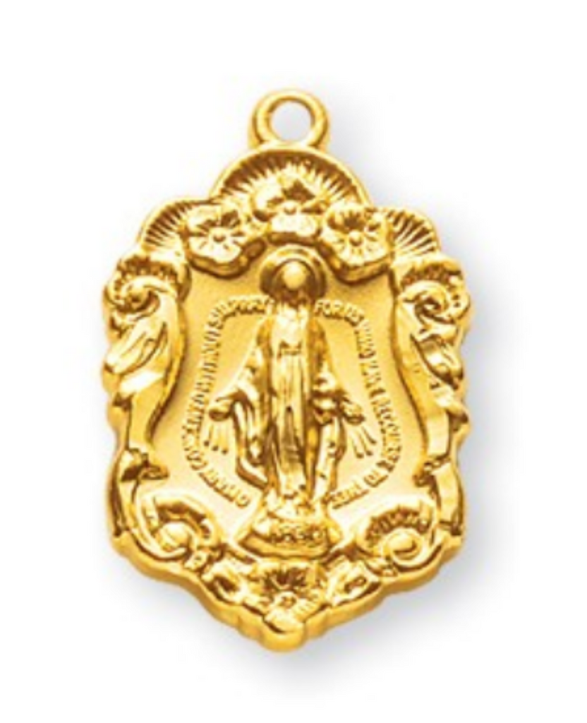 Gold over sterling silver Miraculous medal pendant