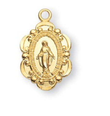 Oval Gold Over Sterling Silver Miraculous Medal Pendant