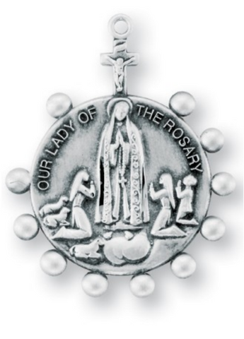 Sterling Silver Our Lady of the Rosary Medal On Chain