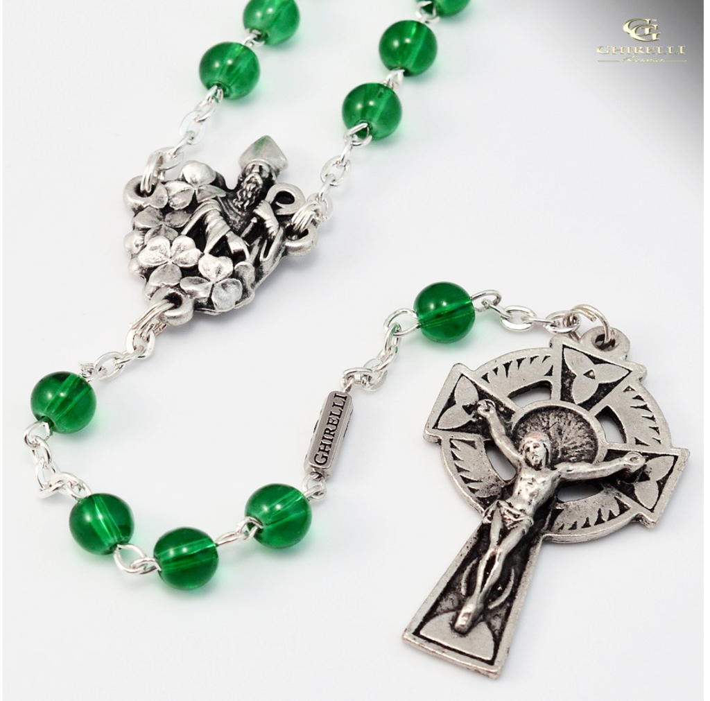 Saint Patrick Silver Plated Irish Rosary By Ghirelli 