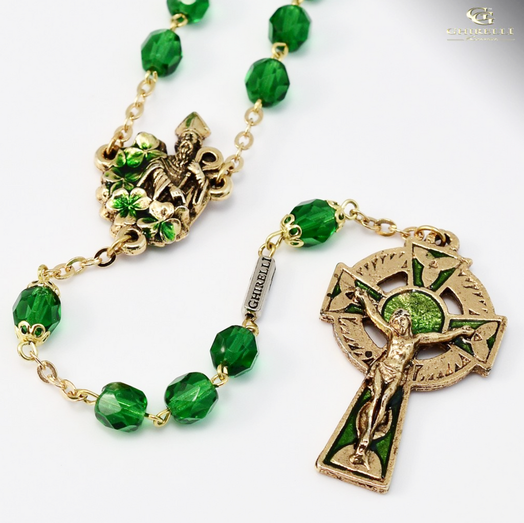 Saint Patrick Gold Plated Irish Rosary By Ghirelli