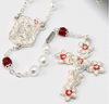 Pink our lady of lourdes sterling silver rosary