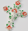 Lourdes silver plated Rosary With Roses on Crucifix  By Ghirelli