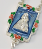 Lourdes silver plated Rosary With Roses on Crucifix  By Ghirelli