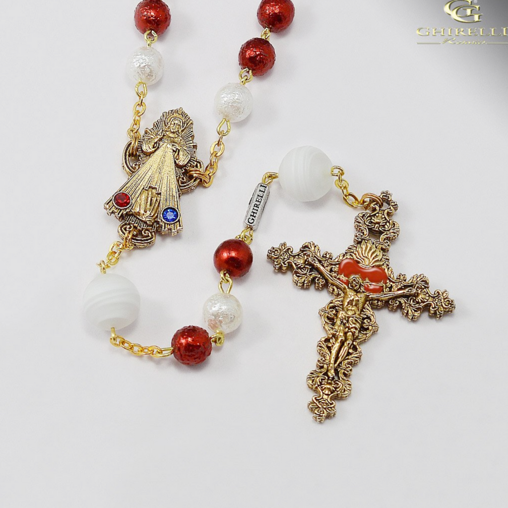 Divine Mercy Of Jesus Rosary with Murano Glass by Ghirelli 