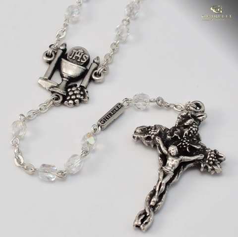 Holy Communion Silver Plated Rosary By Ghirelli