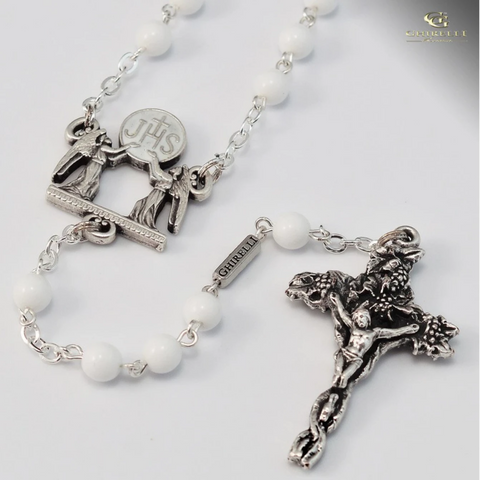 First Communion Sterling Silver Rosary With Angels By Ghirelli