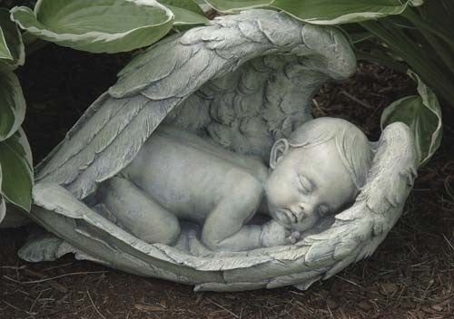Sleeping Baby In Angel Wings Garden Statue Miscarriage Memorial Figure
