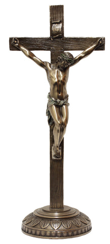 Traditional Bronze style Jesus Standing Altar Crucifix