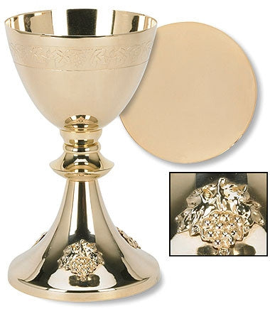 Chalice and Paten Set With Grape Cluster Design