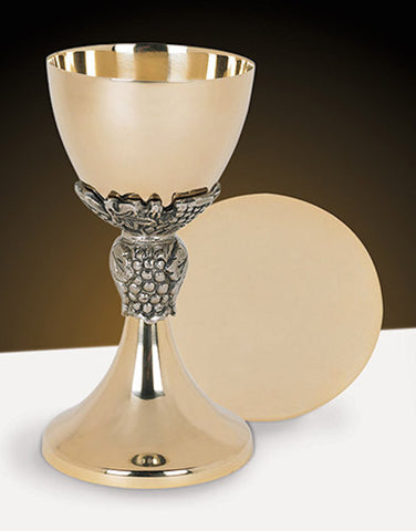 Grapes And Leaf Gold Communion Chalice And Paten Set