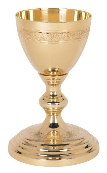 Etched Communion Chalice 24 KT Gold Plated Church Altar