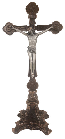Bronze And Pewter Style Veronese Standing Altar Cross